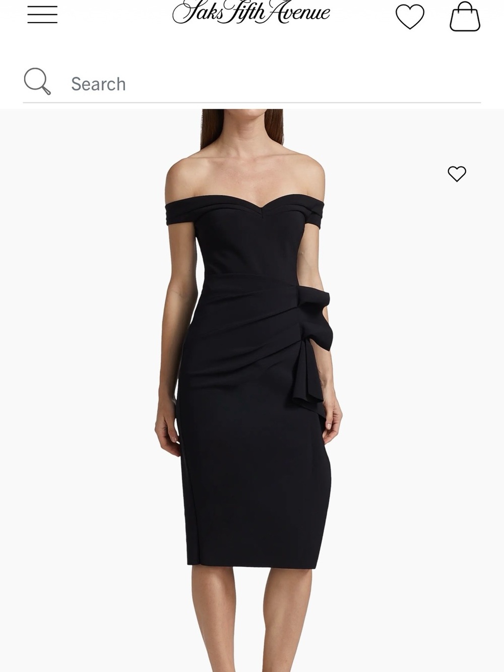 Saks Fifth Avenue Black Off-Shoulder Strapless Sheath Dress